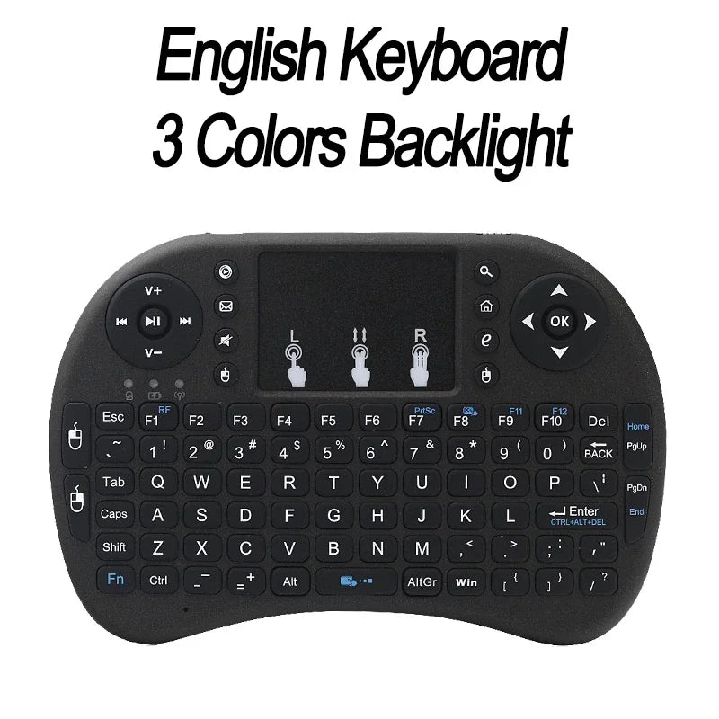 Wireless Mini Backlight Keyboard English Russian Spanish 2.4G Air Mouse Remote Touchpad for Windows Android TV Box Digital I8