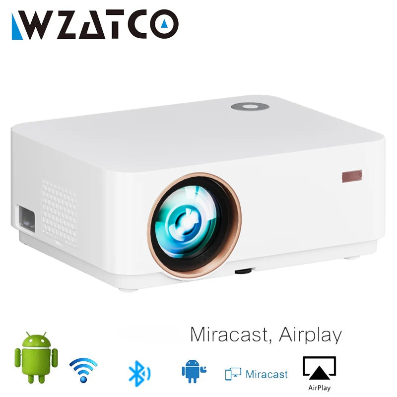 WZATCO New D5 Portable Full HD 1080P 5G WiFi Android Smart Projector LED Home Theater game projektor proyectores LCD projetor