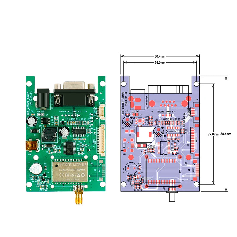 Fonkan 860-960Mhz UHF RFID Module Long Range Reader TTL UART Module with 1 Port Antenna Android SDK for Access Control