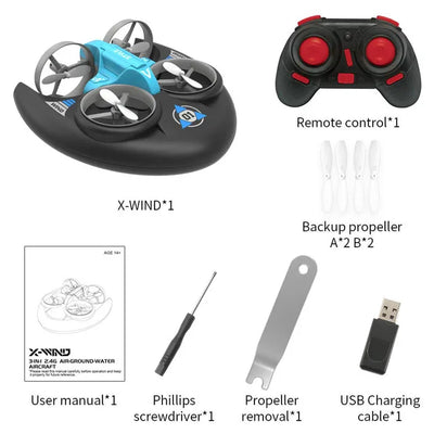 Sky Fly JHD JJRC new product H101 remote control quadcopter air land and sea three-in-one stunt color drone for kids Child boys